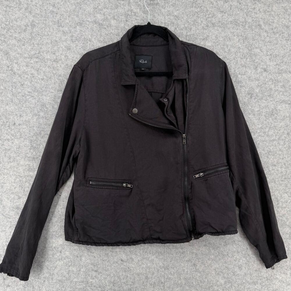 Rails Coal Asymmetric Zip Moto Jacket Vintage Washed Black/Gray Size X-LARGE